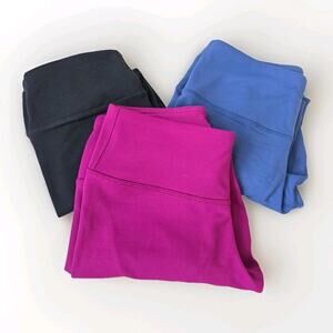 90 Degrees Women's Small Capri Leggings- Lot Of 3 Fuschia, Blue, Black Athletic